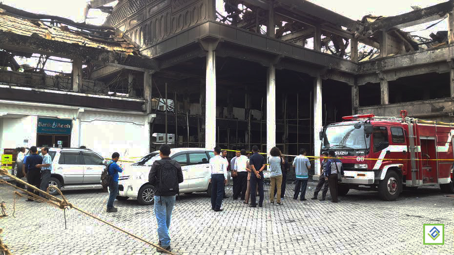 Kondisi Bank Aceh setelah terbakar